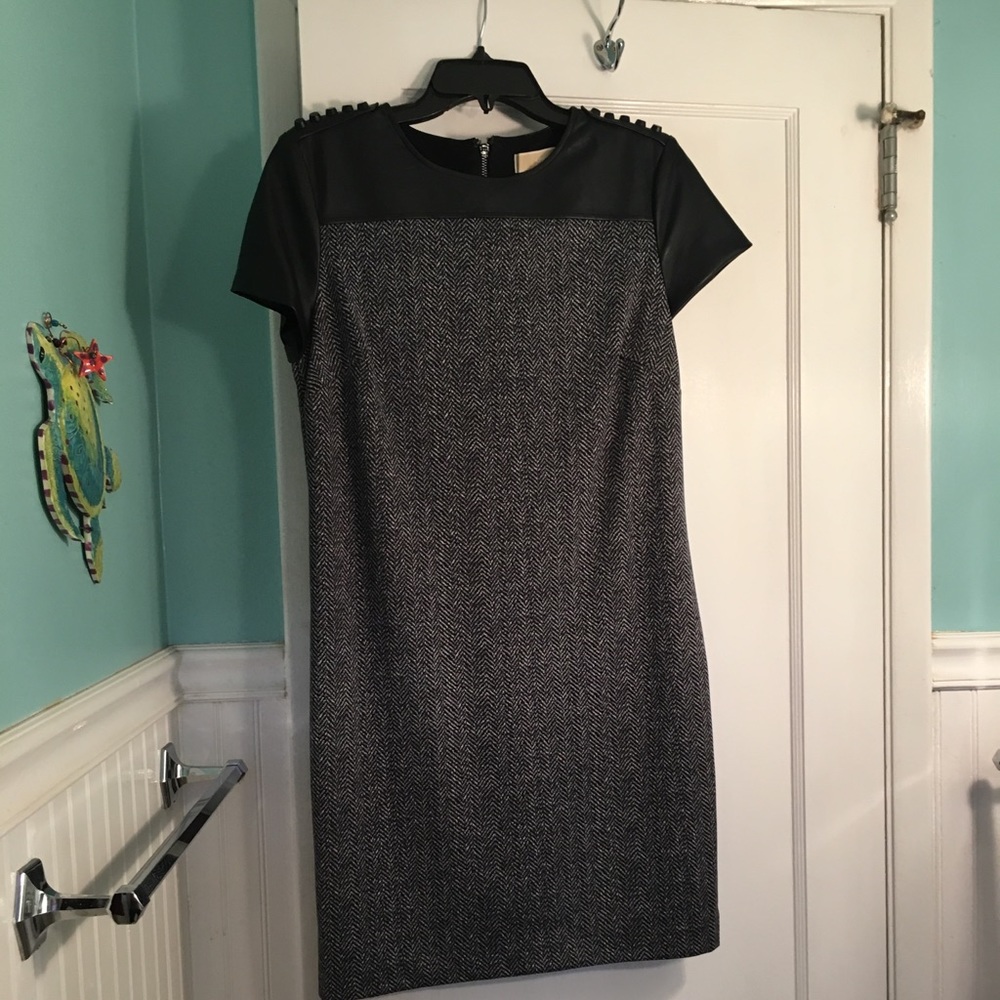 Michael Michael Kors FauxLeather Herringbone Dress